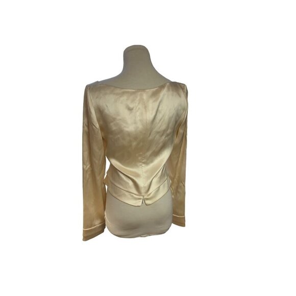 Badgley Mischka Ivory Silk Long Sleeve Top. Size 4 - Picture 4 of 4